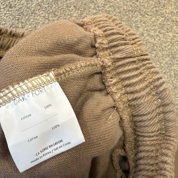 Oak + Fort Caramel Beige Relaxed Fit Pants 100% Cotton Made in Korea size M - Picture 4 of 4
